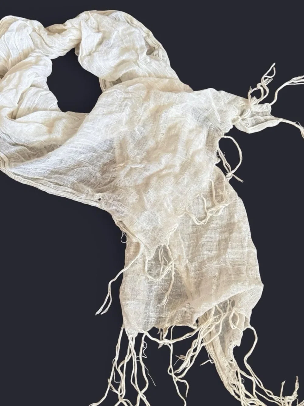 Lightweight Cream Fringe Scarf